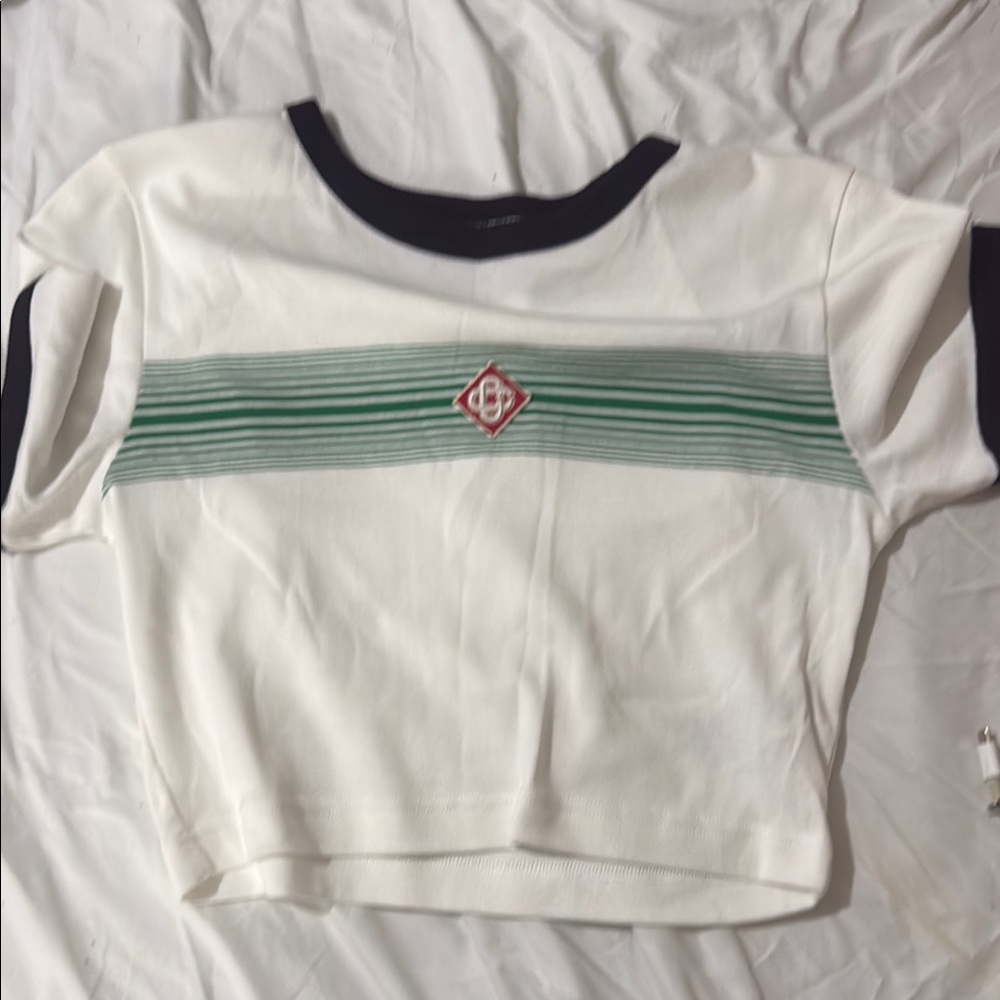 Casablanca White and Green Striped Shirt